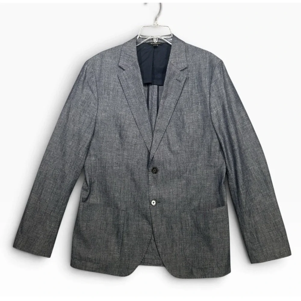 Banana Republic Mens 42L Tall Tailored Slim Fit Jacket Sport Coat Cotton Blue